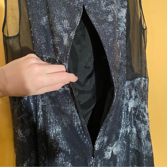 Sequined dress with see-through mesh bodice “cut out” look. 2nd Day brand, Sz 10 - Picture 6 of 10